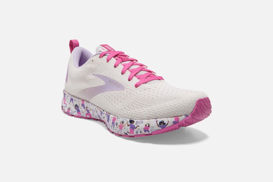 Revel 4 Road Brooks Running Shoes NZ Womens - White/Pink - YZBGKO-145